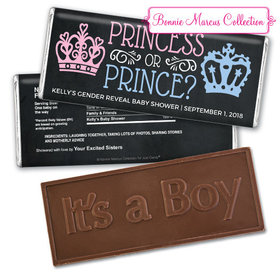 Personalized Bonnie Marcus Gender Reveal Princess or Prince Embossed It's a Boy Chocolate Bar