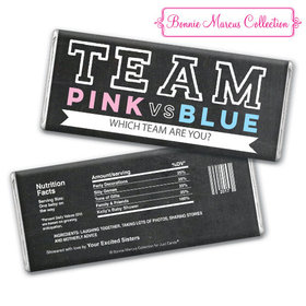 Personalized Bonnie Marcus Gender Reveal Team Pink vs. Team Blue Chocolate Bar & Wrapper