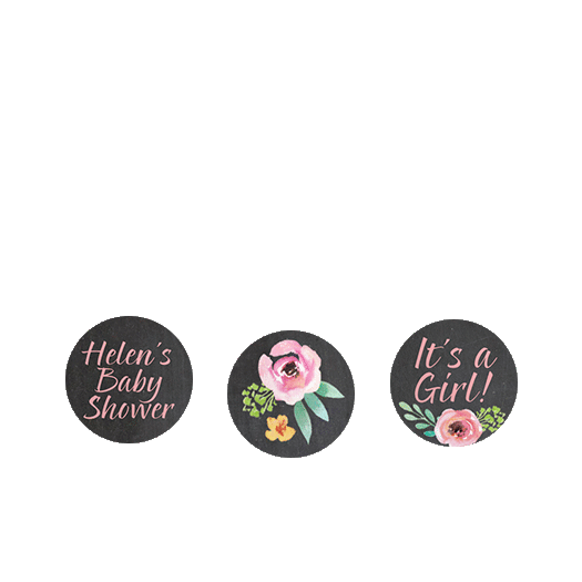 Personalized Bonnie Marcus Baby Shower Chalkboard Blossom 3/4" Stickers for Hershey's Kisses