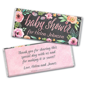 Personalized Bonnie Marcus Baby Shower Watercolor Wreath Chocolate Bar & Wrapper