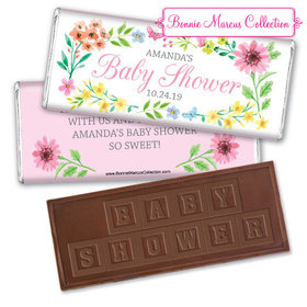 Personalized Bonnie Marcus Baby Shower Butterfly Flower Wreath Embossed Chocolate Bar & Wrapper