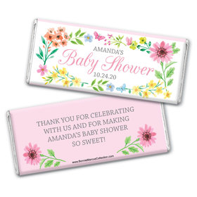 Personalized Bonnie Marcus Baby Shower Butterfly Flower Wreath Chocolate Bar Wrappers