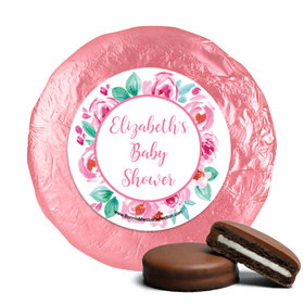 Personalized Bonnie Marcus Pink Floral Wreath Baby Shower Milk Chocolate Covered Oreos