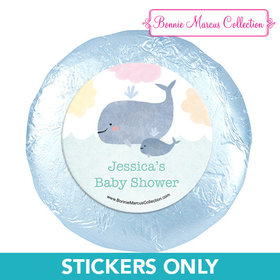 Personalized Bonnie Marcus Baby Whale Baby Shower 1.25in Stickers (48 Stickers)