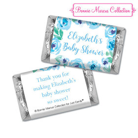 Personalized Bonnie Marcus Blue Floral Wreath Baby Shower Hershey's Miniatures