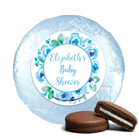 Personalized Bonnie Marcus Baby Shower Blue Floral Wreath Milk Chocolate Covered Oreos