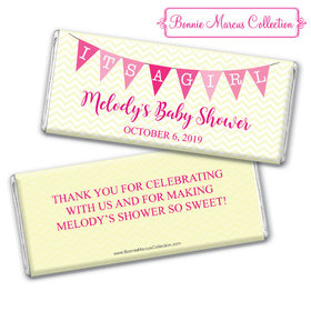 Personalized Bonnie Marcus Baby Shower Chevron Banner Girl Chocolate Bar & Wrapper