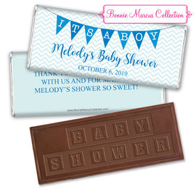 Personalized Bonnie Marcus Baby Shower Chevron Banner Boy Chocolate Bar & Wrapper