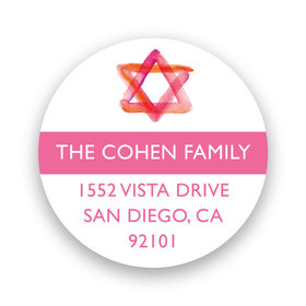 Bonnie Marcus Collection Personalized Pink Star of David Bat Mitzvah Return Address Sticker