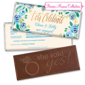 Bonnie Marcus Collection Personalized Embossed Chocolate Bar Chocolate & Wrapper Here's Something Blue Engagement Favors