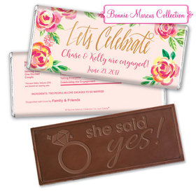 Bonnie Marcus Collection Personalized Embossed Chocolate Bar Chocolate & Wrapper In the Pink Engagement Favors by Bonnie Marcus