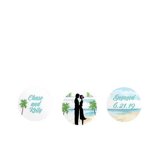 Personalized Bonnie Marcus Engagement Tropical I Do 3/4" Stickers for Hershey's Kisses