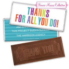 Personalized Bonnie Marcus Business Thank you Stripes Embossed Chocolate Bar