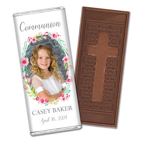 Personalized Bonnie Marcus Girl First Communion Floral Elegance Embossed Chocolate Bars