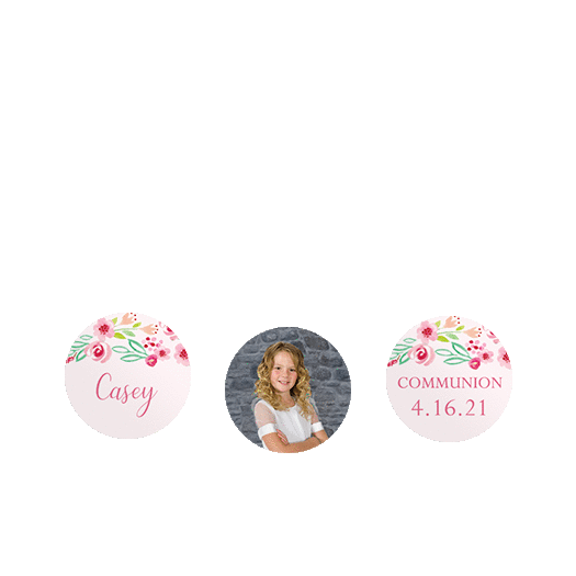 Personalized Bonnie Marcus Girl First Communion Floral Elegance 3/4" Stickers for Hershey's Kisses