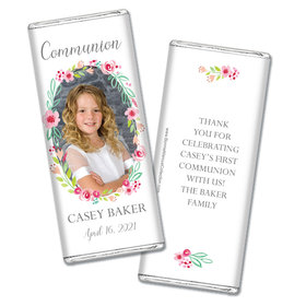 Personalized Bonnie Marcus Girl First Communion Floral Elegance Chocolate Bar Wrappers Only