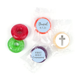 Personalized Boy First Communion Shimmering Cross Life Savers 5 Flavor Hard Candy