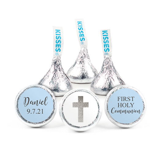 Personalized Bonnie Marcus Boy First Communion Shimmering Cross Hershey's Kisses