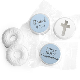 Personalized Boy First Communion Shimmering Cross Life Savers Mints