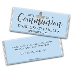 Personalized Bonnie Marcus Boy First Communion Shimmering Cross Chocolate Bars