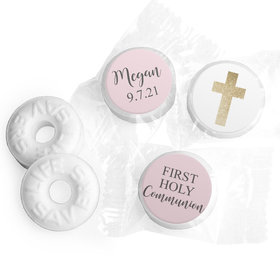Personalized Girl First Communion Shimmering Cross Life Savers Mints
