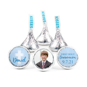 Personalized Boy First Communion Faded Cross 3/4" Stickers (108 Stickers)