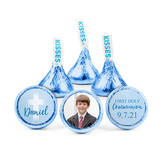 Personalized Bonnie Marcus Boy First Communion Faded Cross Hershey's Kisses