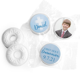 Personalized Boy First Communion Faded Cross Life Savers Mints