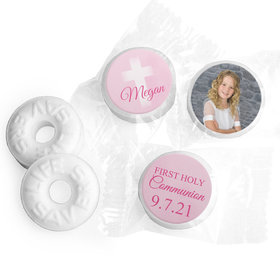 Personalized Girl First Communion Faded Cross Life Savers Mints