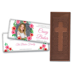 Personalized Bonnie Marcus Girl First Communion Bold Florals Embossed Chocolate Bars