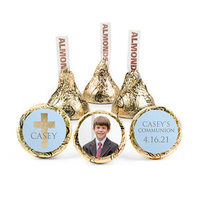 Personalized Bonnie Marcus Boy First Communion Glitter Cross Hershey's Kisses