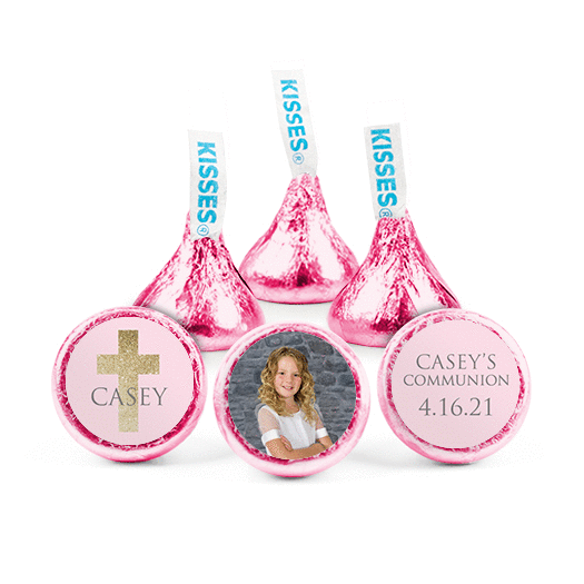 Personalized Bonnie Marcus Girl First Communion Glitter Cross Hershey's Kisses