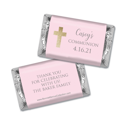 Personalized Bonnie Marcus Girl First Communion Glitter Cross Hershey's Miniatures