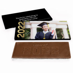 Deluxe Personalized Graduation Photo Glitter Year Embossed Chocolate Bar in Gift Box