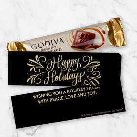 Personalized Christmas Happy Holidays Flourish Godiva Mini Masterpiece Chocolate Bar in Gift Box