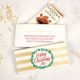 Deluxe Personalized Bonnie Marcus Christmas Chic Godiva Chocolate Bar in Gift Box