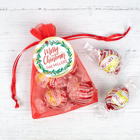 Personalized Bonnie Marcus Christmas Chic Lindor Truffles by Lindt in Organza Bags with Gift Tag