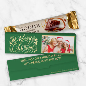Personalized Christmas Festive Leaves Godiva Mini Masterpiece Chocolate Bar in Gift Box