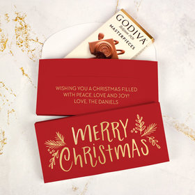 Deluxe Personalized Bonnie Marcus Christmas Joyful Gold Godiva Chocolate Bar in Gift Box