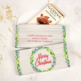 Deluxe Personalized Bonnie Marcus Christmas Festive Foliage Godiva Chocolate Bar in Gift Box