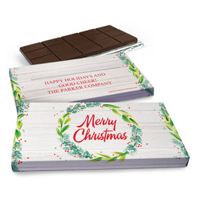 Deluxe Personalized Festive Foliage Christmas Chocolate Bar in Gift Box (3oz Bar)