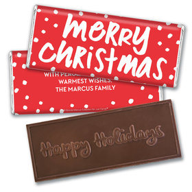 Personalized Bonnie Marcus Christmas Jolly Red Embossed Chocolate Bar & Wrapper