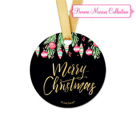 Personalized Round Bonnie Marcus Christmas Ornate Ornaments Favor Gift Tags (20 Pack)