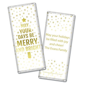 Personalized Bonnie Marcus Christmas Glittery Gold Chocolate Bar & Wrapper