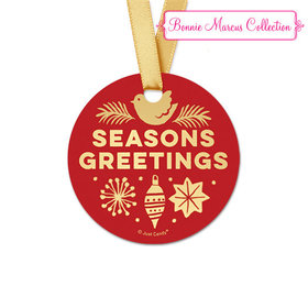 Personalized Round Bonnie Marcus Christmas Seasons Greetings Favor Gift Tags (20 Pack)