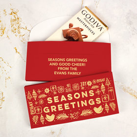 Deluxe Personalized Bonnie Marcus Christmas Season's Greetings Godiva Chocolate Bar in Gift Box