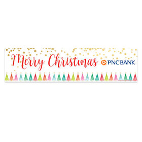 Personalized Merry Christmas Shimmering Pines 5 Ft. Banner
