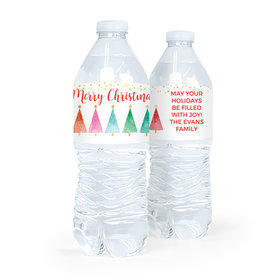 Personalized Bonnie Marcus Christmas Shimmering Pines Water Bottle Sticker Labels (5 Labels)