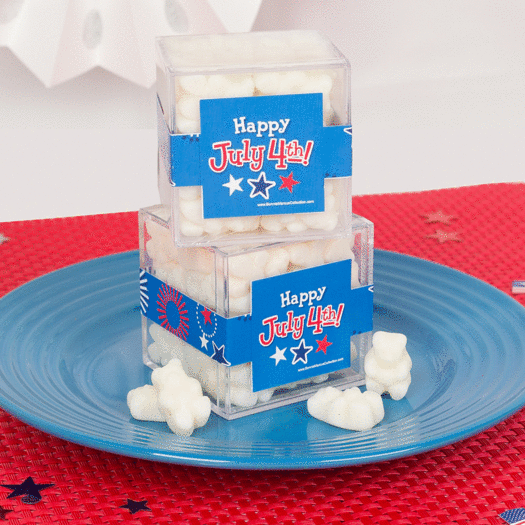 4th of July JUST CANDY® favor cube with Gummy Bears