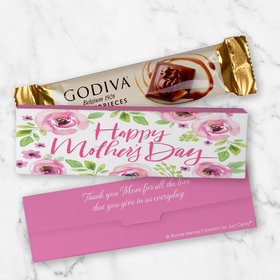 Personalized Mother's Day Pink Foral Godiva Mini Masterpiece Chocolate Bar in Gift Box